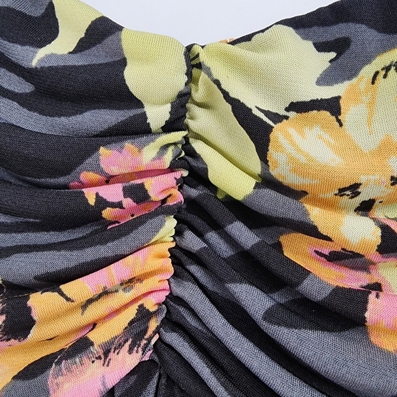 Torrid Grey Orange Hawaiian Floral Tube Top Maxi Dress Size 1 - Picture 5 of 11